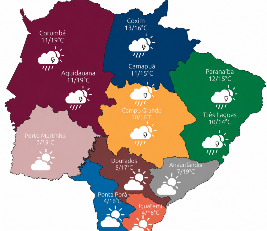 Frente fria derruba temperaturas no Leste de MS